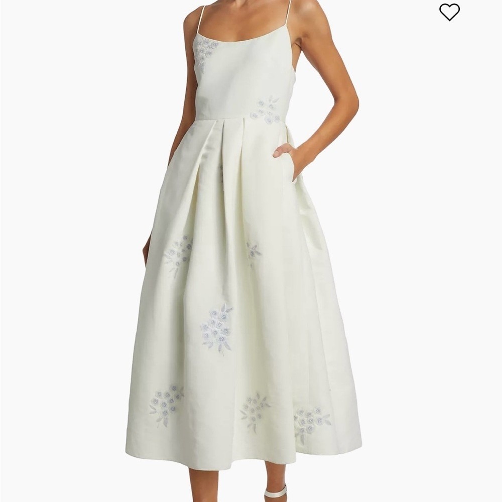 Sachin Babi Dress Womens 6 Audra Embroidered Floral Fit Flare Strappy Midi